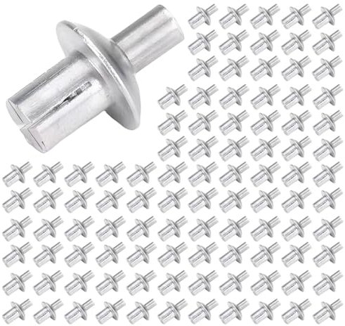 Geonoy Rivet à tête Ronde Plate | 50/100 Rivets d'entraînement | Rivets aveugles à Expansion de Type à Frapper | Jeu de Rivets pour la Fixation du métal, du Bois et d'autres matériaux