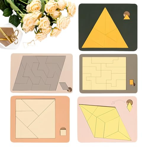 , Triángulo De Madera Juego De Pensamiento, Desaparición Cuadrado Tangram, para Niños Familia Adolescentes Oficina Escuela Aula Dormitorio Mesa Sala de Estar Viaje Sala De Juegos