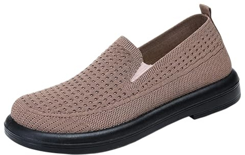 Mocasines clásicos de punto para mujer, elegantes con detalle de muesca, cómodos zapatos planos para caminar, para recados de oficina y viajes diarios
