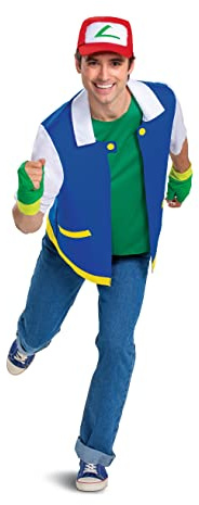 Pokémon - Déguisement Adulte Sacha - Taille S/M - Costume Unisexe Multicolore - Veste avec T-Shirt, Casquette et Gants - Licence Officielle Pokémon - Tenue Cosplay Convention - Idée Cadeau Fan