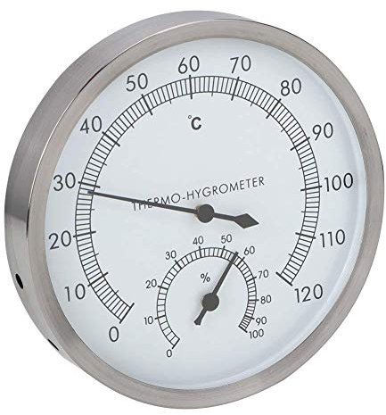 Fdit 2-in-1-Edelstahl-Saunathermometer Hygrometer Thermo-Hygrometer Zubehör für Sauna-Innenausstattung MEHRWEG VERPAKUNG