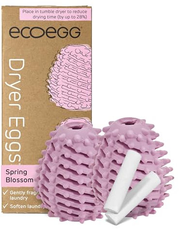 Ecoegg Dryer Balls | Reduces Drying Time | Tumble Dryer Balls Replacement | Freshens and Softens Clothes | Hypoallergenic | Spring Blossom | 2 Eggs | Scent Boosters