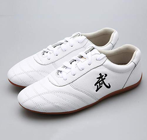 XPF Scarpe da Arti Marziali Scarpe da Tai Chi Scarpe da Ginnastica Kung-Fu Unisex Antiscivolo Sport all'Aria Aperta Traspirante,White-40