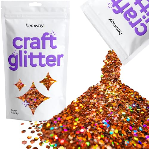 Hemway Craft Glitter Bronze Brown Holographic 100g Super Chunky Glitter | for Crafts, Resin, Cosmetic, Nail, Face, Body, Festival, Tumblers, Art, Candle, Crafting