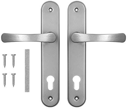 ADGO Türgriff Set für den Türeinsatzkeks 72 Links Rechts Türgarnitur Türdrücker Türklinke Drückergarnitur Aluminium Verzinkter Stahl (Silber)