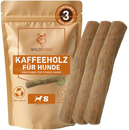 Wildfang® Tuggleksak av kaffeträ, S – Slitstarka tuggleksaker för hundar med starkt tuggbehov, bitleksak för valpar, träning av tuggmuskler, tuggpinne av kaffeträ för medelstora hundar (15 kg), 3-pack