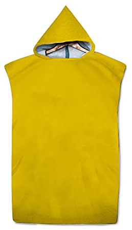 FANSU Poncho Surf con Cappuccio Asciugamano, Cambiarsi con Microfibra Accappatoio Telo da Bagno Assorbente per Mare Spiaggia,Nuoto,Adulto e Bambini Donne & Uomini (Giallo,75x110cm)