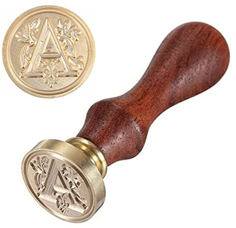 Anawakia sigillstämpel, vintagestil vax, sigillstämpel, sigill set AZ, dekorativt sigill, sigill med trähandtag, brev 26 bokstäver, gör-det-själv trä vax sigill, stämpel 1 styck (A)