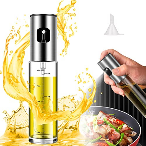 WAONIQ 1 Stück Ölsprüher Flasche 100ml Multifunktional Olivenöl Sprüher, Oil Sprayer mit Trichter, Ölsprüher Ultrafeines Nebeldesign für Grillen, Backen, Salate