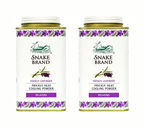 SNAKE BRAND Prickly Heat Cooling Body Powder 140g (Relaxing Lavender, 2 Stück)