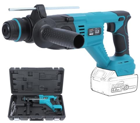 KATSU FIT-BAT 21V Martillo Perforador a Batería sin Escobillas 28mm Brushless Taladro de Martillo Perforador SDS, para Perforar Concreto Acero y Madera, Sin Batería