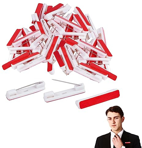 Lot de 50 épingles à nourrice avec dos adhésif - 35 mm - En plastique - Pour badges d'identité, étiquettes de nom, rubans et travaux manuels