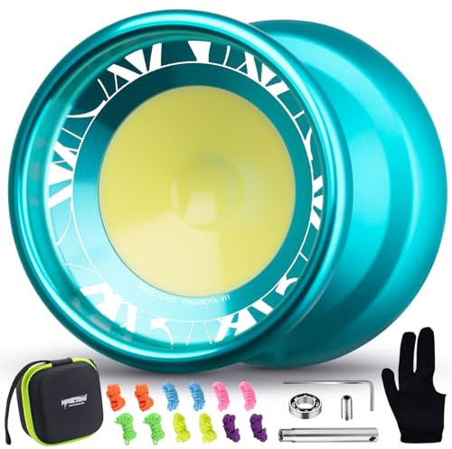 MAGICYOYO V11 JoJo Magic JoJo Profesional con ralentí y rodamientos de bolas, Trick Yoyo para niños y principiantes, Neospin Yoyo para dedo, doble propósito, metal Jo Jo con 12 cuerdas, juego de