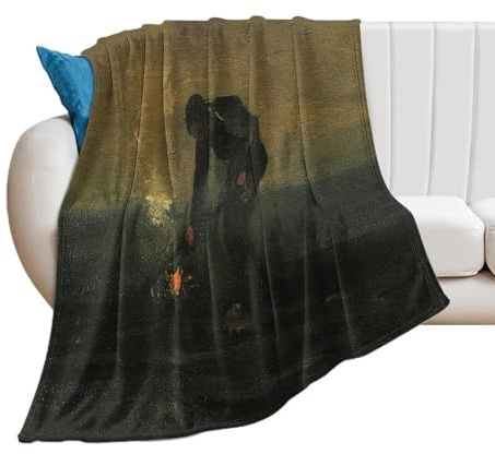 Vincent Vangogh -Peasant Burning Weeds Fleece Blanket All Season Use Cozy Plush Lightweight Flannel Throw Blankets for Couch Sofa Bed 70x80