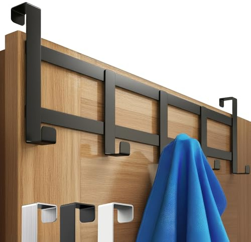 Menz Porte-manteau pour porte, noir - crochet porte en acier inoxydable, facile à installer - solution suspendue, attache stable