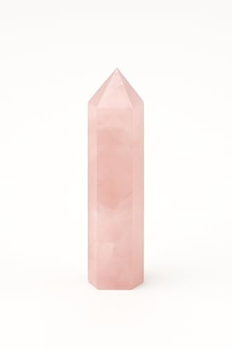 Pandiui23 Stentorn, kristallstav, naturlig kristallkvarts, sexkantig kristallpelare, rosenkvarts kristallstavar, klara kvartsstavar, torn (rosenkvarts, 7–8 cm)