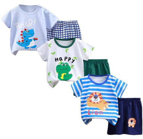 XM-Amigo 3-delat set med korta ärmar för barn nyfödd pojke pojke halvlång ärm, 6-pack (6 månader - 5 år), Pojke09, 18-24 M�nader