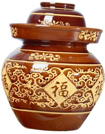 WEKADRIN Barattolo Per Sottaceti Con Coperchio Sigillante Vaso Tradizionale in Terracotta Spesso Da Jin Contenitore Per Fermentazione Kimchi e Pickles Per Cucina Casalinga