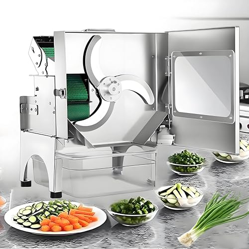 Tagliatrice elettrica per porri,tritatutto automatico commerciale per cipollotti 200W 150kg/h,tagliatrice per porri ad alta velocità, porta di alimentazione da 70mm,fette,cubetti e cerchi C75-A