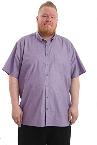 Brooklyn Mens Big Size Oxford Shirts Casual Short Sleeve Button Down Shirt King Size Fit (Oxford Lilac, 4XL)