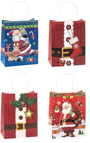 TSI Sac cadeau en papier kraft pour Noël, lot de 12, taille : moyenne (23 x 18 x 10 cm), N° d'art. 88019