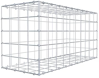 GABIONA Panier à pierre carré - Dimensions des mailles : 10 x 10 cm - Profondeur : 40 cm - Gabion : 100 x 50 x 40 cm (L x H x P) - Anneau en C
