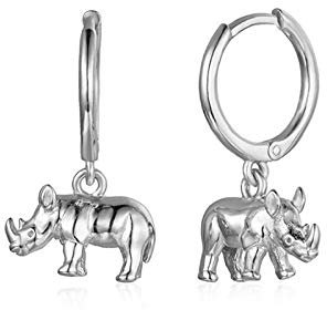 GRGFG Damen Creolen Ohrringe,Silber 925 Silber Niedliches Tier Nashorn Drop Hoops Ohrringe Hypoallergen Leicht Leichter Creolenring Kreis Ohrringe Für Frauen Mädchen Party Hochzeit