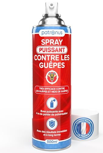 Spray puissant contre les Guêpes, les Frelons et les Nids 500 ml - Spray Anti-Guêpes avec puissant jet de 4 mètres et effet immédiat et à long terme - très efficace