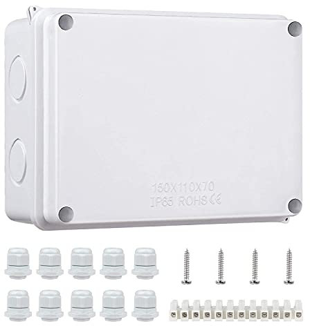 Aoyfuwell Abzweigdose Wasserdicht IP65, Abzweigkasten Aufputz, Verteilerkasten Außen, Elektrische Projektboxen, ABS Kabelanschlussdose für elektrische Anschlussdose Steuerung - 150 * 110 * 70 mm