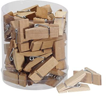 MIJOMA Miniklammern Mini-Wäscheklammern aus Holz – Dekoklammern zum Basteln, für Fotos, DIY-Projekte, Geschenkverpackung & kreative Tischdekoration (35 mm - 36 Stück holzfarben)