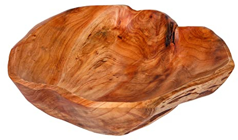 BIGPIPI Wooden Bowl for Decor, Natural Shape Solid Wood Carved Fruit Bowl, Decorative Wooden Bowl for Table Centerpiece Office Home Decor, Multipurpose Candy Keys Serving Bowls (Large 12-14)