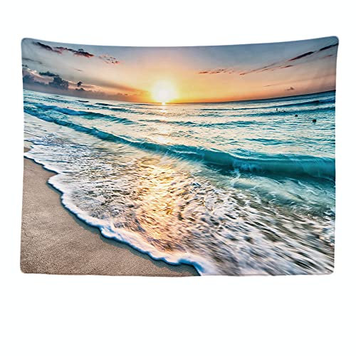 Ulticool - Arazzo da parete con onde del mare - 200 x 150 cm - grande arazzo - poster decorazione - carta da parati - tela - pittura - accessori divisori - blu