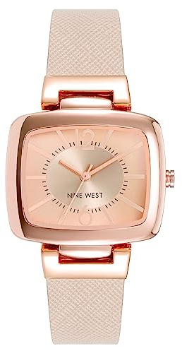 Nine West Women's Saffiano Strap Watch Blush Pink/Rose Gold