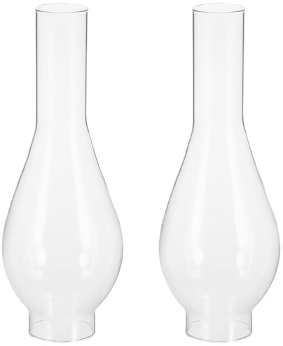 HONMEET 2 pantallas de lámpara de petróleo sustitución de la chimenea de la lámpara de aceite luz chimenea pantalla de aceite transparente reemplazo de la lámpara de aceite pantalla de vidrio de