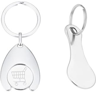 2-Stück Einkaufswagenlöser,Einkaufswagenchip Schlüsselanhänger Edelstahl,Abnehmbarer Einkaufschip Schlüsselanhänger,Einkaufswagen öffner,Einkaufchips,Alltagshelfer für Cart Schluesselanhaenger Chips