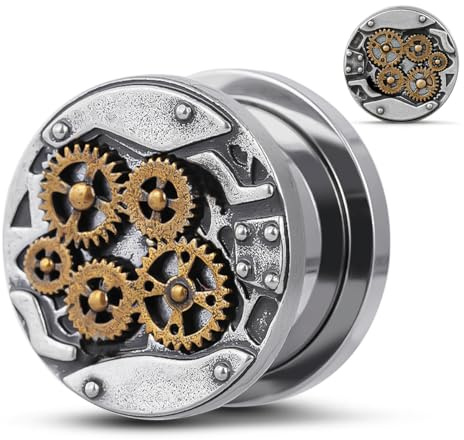 COOEAR Örontunnel i rostfritt stål och kontakt, flesh mätinstrument för örhängen, industriell växel design piercing expanderbana., 0g(8mm), Rostfritt stål, Sandsten