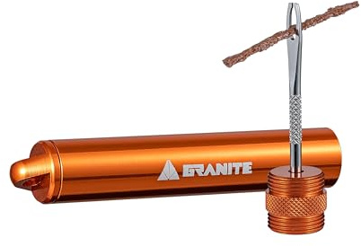 Granite Suture Tire Plug Kit, Compact Tubeless Flat Bicycle Tire Repair Kit with 2 Size Tire Plugs, Fix Mountain Bike and Road Bike Tire Punctures (Orange)