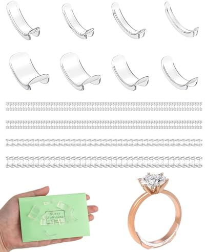 KGDUYC 12 pcs Anelliere Ferma Anello Silicone Regolabile Riduttori Anello Dito Invisibili Stringi Anello Molla Regolatori Dimensione Larga Regolazione Trasparente Rendere Piccoli Gioielli Donna Uomo