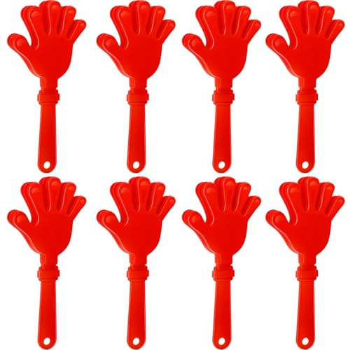 8 Pcs Hand Clappers Noisemakers 7.5 Inch Clappers Noisemakers Plastic Hand Clappers for Birthdays Game Football Sporting Events Cheers Supplies Dance Basketball Football Noisemakers(Red)