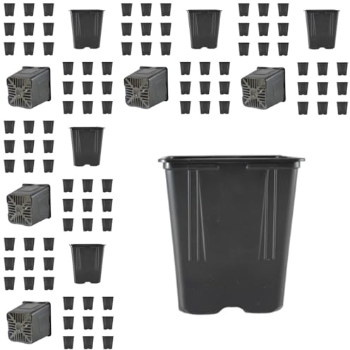 Pack de 100 Macetas cuadradas Negras.0,75 litros. 9 x 9 x 13 Cm. Fabricada en Polipropileno copolímero Reciclado lo Que asegura Alta Durabilidad y sostenibilidad. Segura Garden