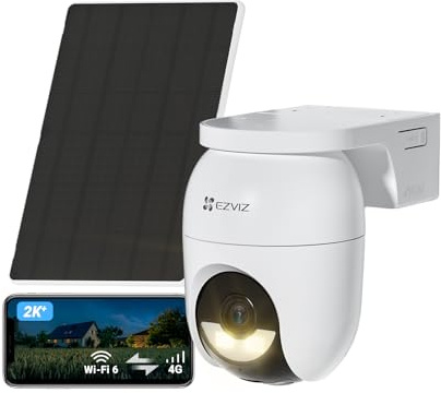 EZVIZ 4G LTE & WiFi 6 Övervakningskamera Utomhus Batteri, 360° Trådlös kamera med AOV-läge, Smart AI Människa och Fordonsdetektering, Färg Mörkerseende, Tvåvägsljud, CB8 Lite 4MP + Solpanel 5W