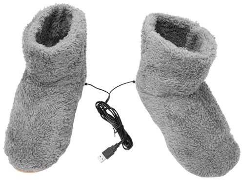 Healeved Zapatos Calefactables USB de Felpa para Invierno Cierre de Temperatura y Suela Antideslizante, Calentador de Pies Práctico y Cómodo para Uso Diario
