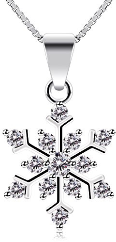 B.Catcher Collana Snowflake, collana in argento sterling con zirconi cubici 5A, ciondolo a forma di fiocco di neve da 21mmx15mm, delicato e scintillante, per moglie/mamma/fidanzata/figlia/amica