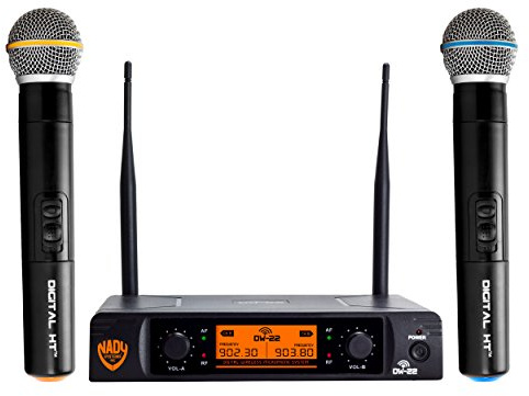 Nady DW-22-HT Dual Digital Wireless Handheld Microphone System – Dual fixed UHF frequency – Ultra-low latency with QPSK modulation - Dual XLR and mixed ¼” outputs