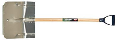 Polet - Paletta per carbone in alluminio, 360 x 410 mm, rif. MA-D 95 cm, professionale, rinforzo, legno/metallo