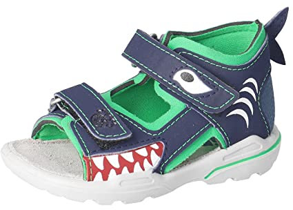 PEPINO Ricosta Jungen Sandalen SHARKI,Kinderschuhe,WMS:Mittel,Klettverschluss,Kinderschuhe,Sommerschuhe,Nautic/neongrün (170),27 EU