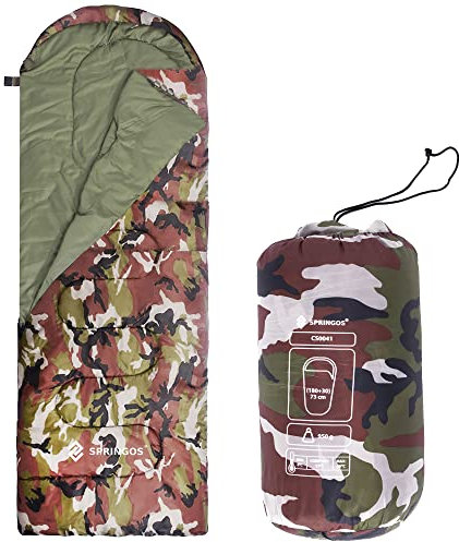 SPRINGOS Sacco a pelo 73 x 210 cm, con sacchetto Mumie per attività all'aperto, per escursioni, picnic, campeggio, festival, coperta con cappuccio