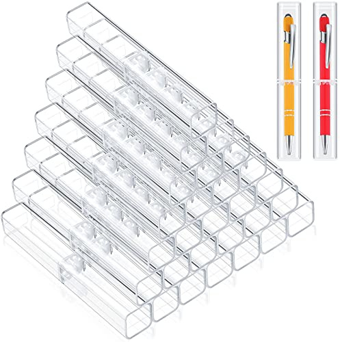 Spakon 40 Pieces Pen Gift Boxes, Acrylic Plastic Pen Cases Storage Plastic Pencil Box Case Transparent Pencil Container for Student School Office Supply
