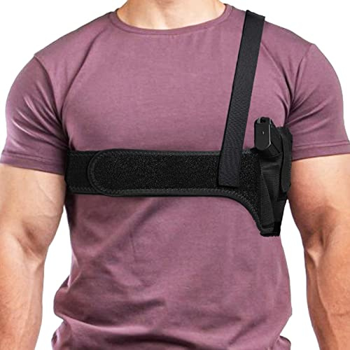 ZONSUSE Fondina Ascellare Universale,Fondina Pistola Nascosta,Porta Pistola Ascellare,Cinturino regolabile con due Tasche per Caricatori,perSoftair Caccia Tiro in Campeggio Gioco Militare (45in)