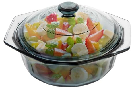 TIPTAP Mini Casserole Dish, Baking Dish with Lid, Oven Safe, Microwave Safe, Fridge Safe, Round Glass Cookware with Handles, Bowls for Kitchen(33.08oz/1L)